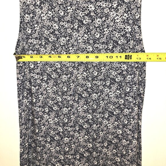 Vintage Jim Elliot Women's Floral Sleeveless Midi Dress Size 8 Navy White Rayon - Picture 9 of 10